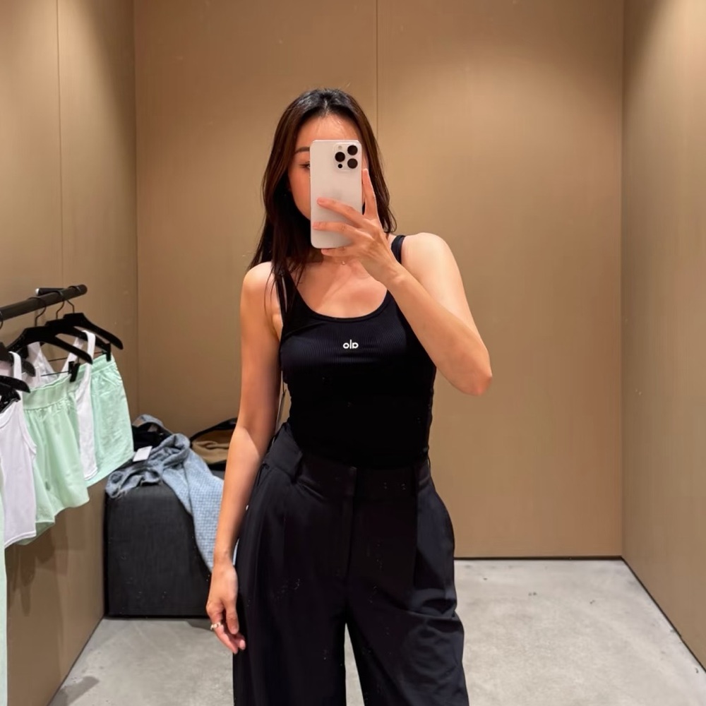 ALO Black Ribbed Prosper Tank Top
